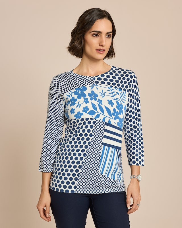 Pullover mit Punkte-Blumen-Druck
