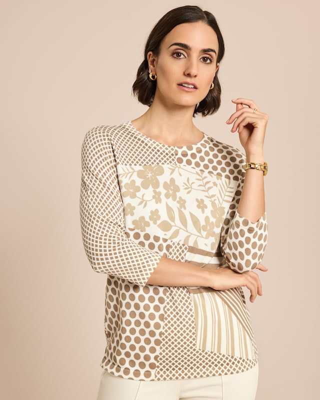 Pullover mit Punkte-Blumen-Druck
