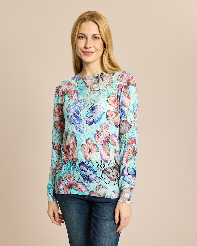 Ajourpullover mit Schmetterlingsdr