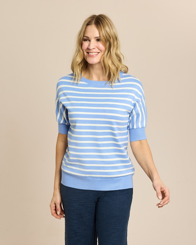 Halbarm-Pullover mit Streifen