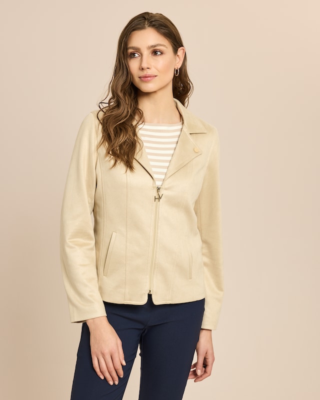 Jacke in Velours-Optik mit Reverskragen