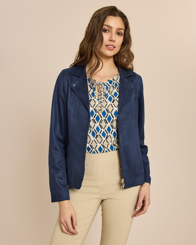 Jacke in Velours-Optik mit Reverskragen