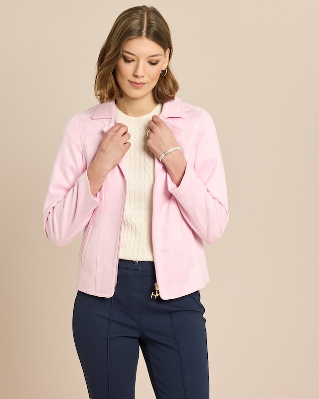 Jacke in Velours-Optik mit Reverskragen