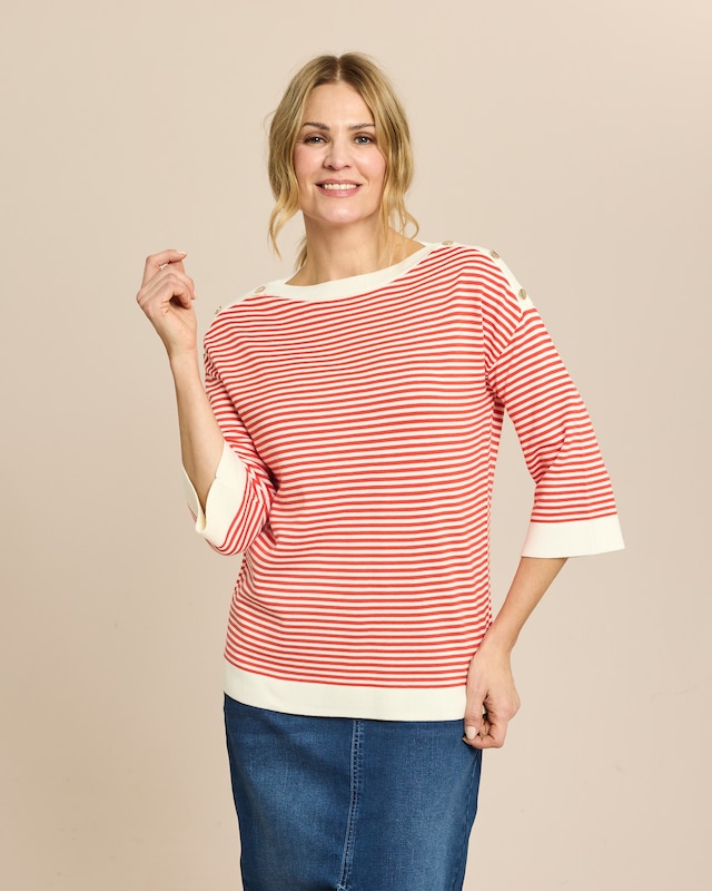 Ringel-Pullover mit U-Boot-Ausschnitt