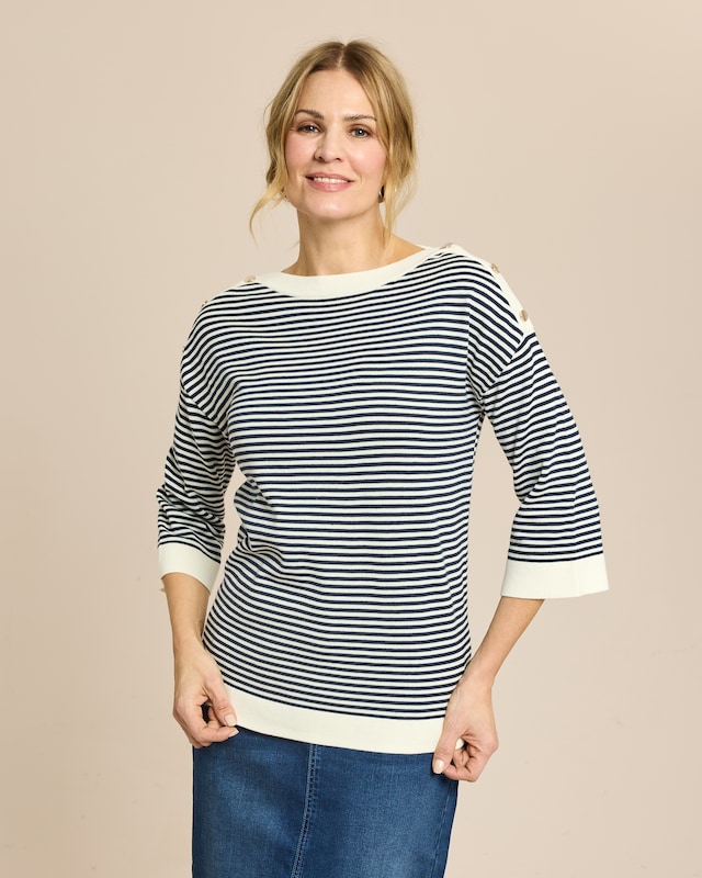 Ringel-Pullover mit U-Boot-Ausschnitt