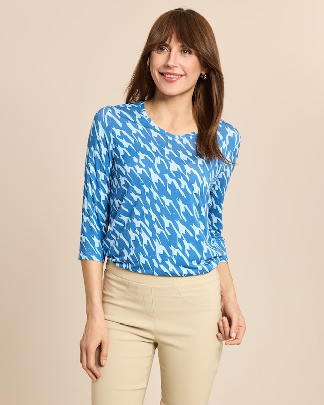 Shirt Hahnentritt V-Ausschnitt