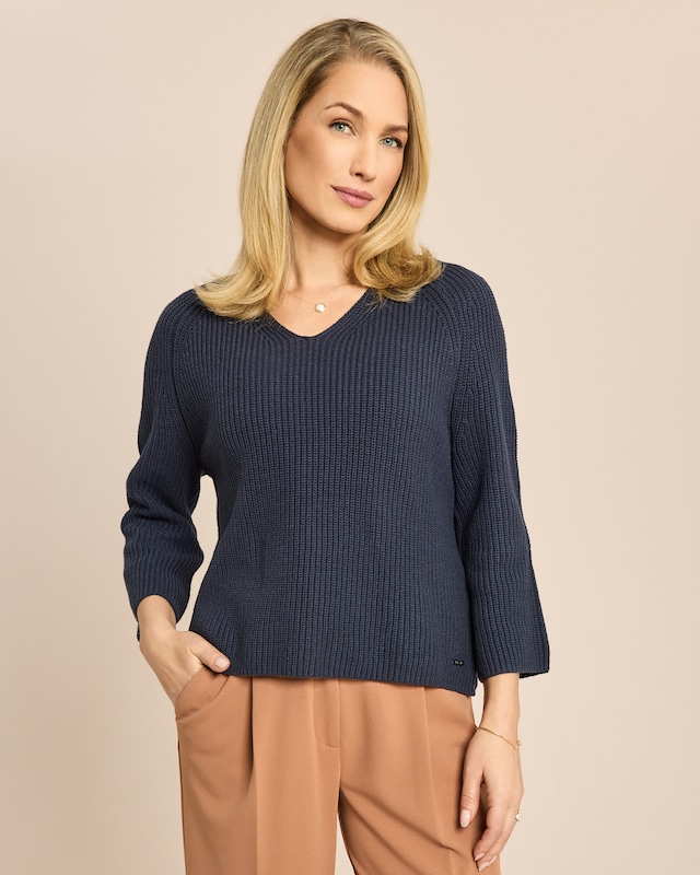 Bändchengarn Pullover V-Ausschnitt