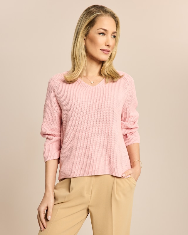 Bändchengarn Pullover V-Ausschnitt