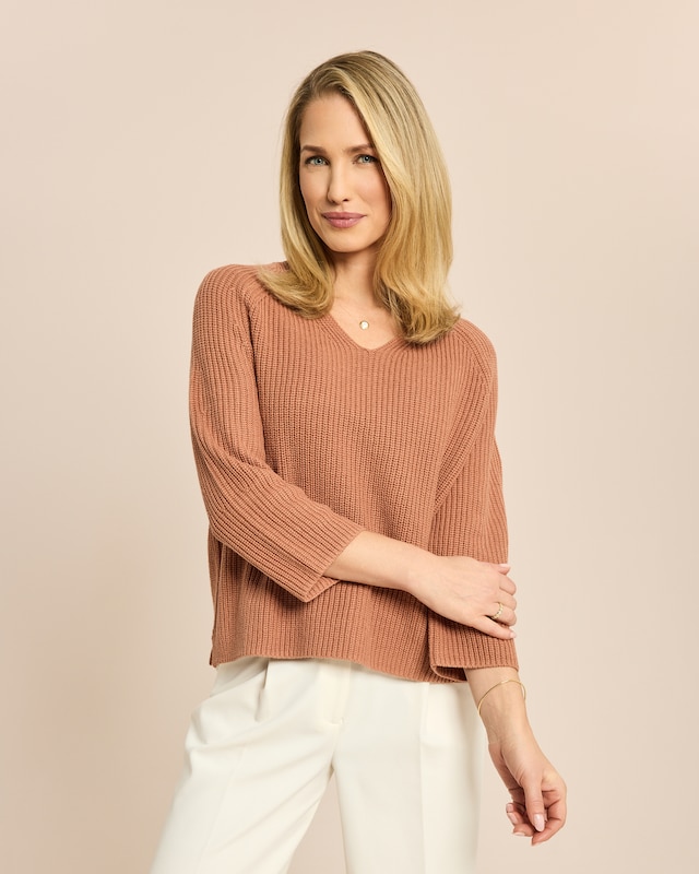 Bändchengarn Pullover V-Ausschnitt