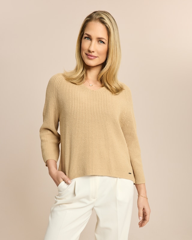 Bändchengarn Pullover V-Ausschnitt