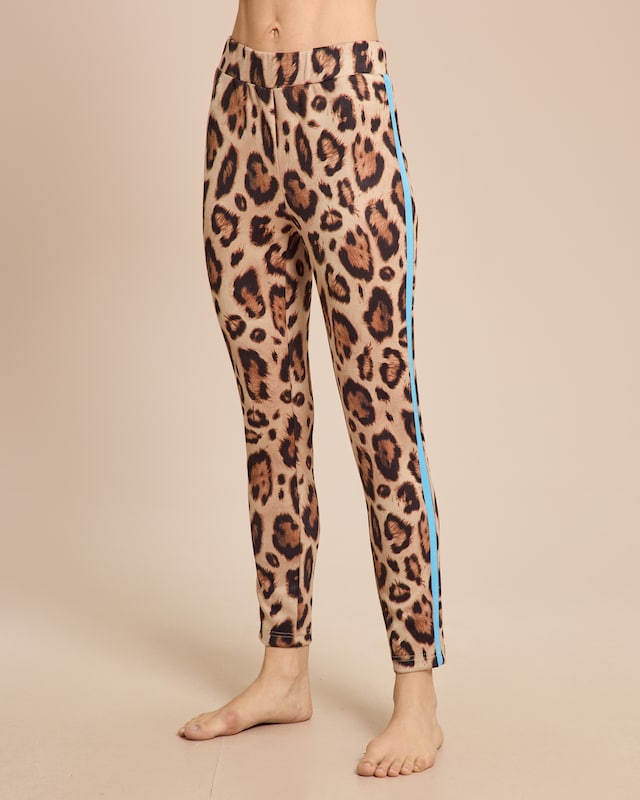 Hose in Veloursoptik mit Jaguar Print