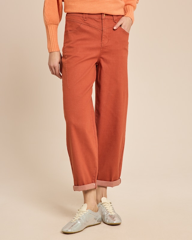 Cropped Jeans mit Saumumschlag