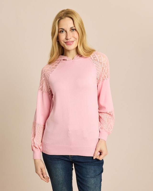 Kapuzenpullover mit Spitzendetails