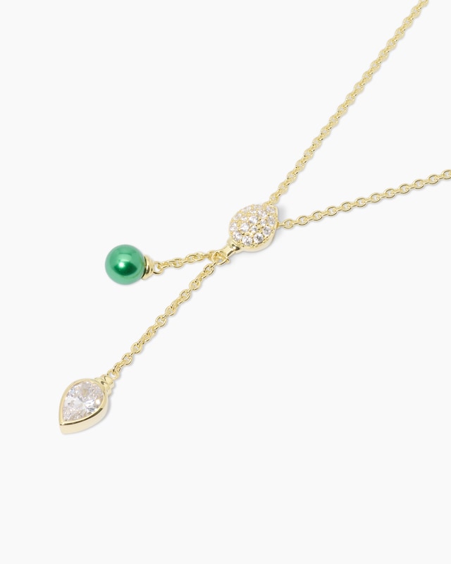 Slidercollier mit Muschelkernperle und Zirkonia