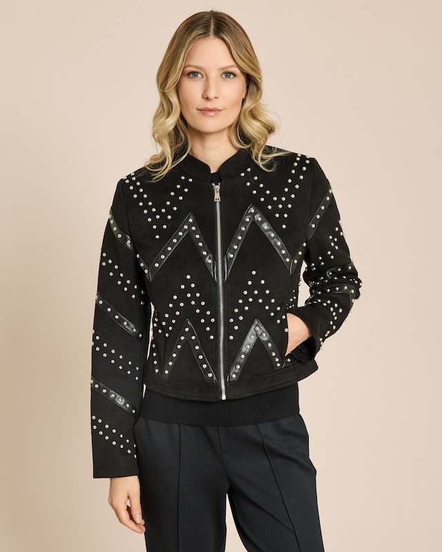 Lederimitatjacke mit Nieten