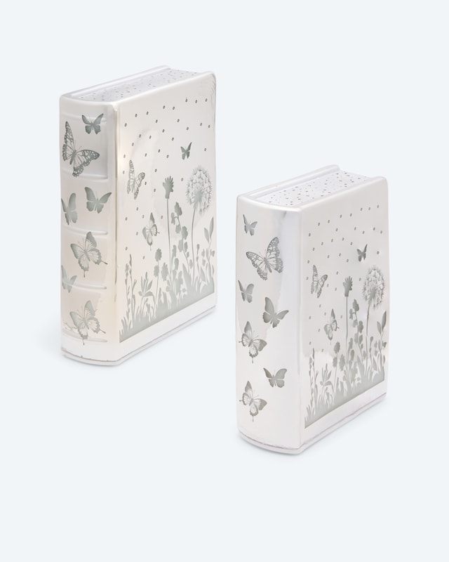 2 LED-Glasbücher "Blumen"