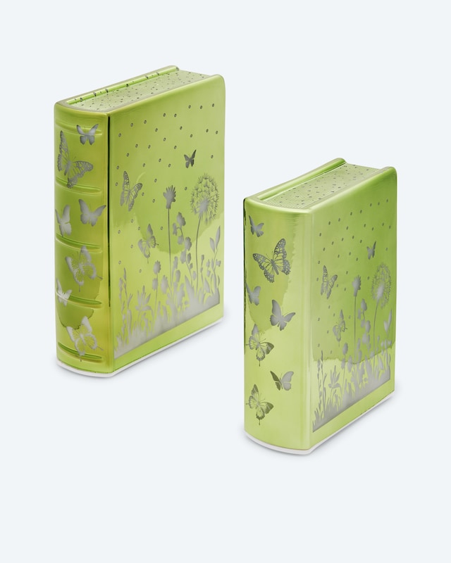 2 LED-Glasbücher "Blumen"