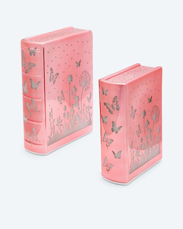 2 LED-Glasbücher "Blumen"