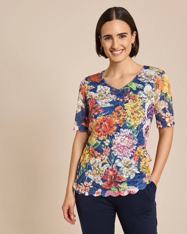 Shirt Spitze mit Blumendruck