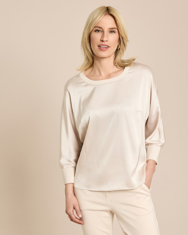 Satin Shirt mit Rippe