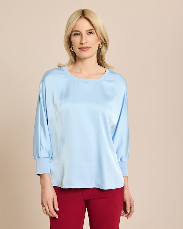 Satin Shirt mit Rippe