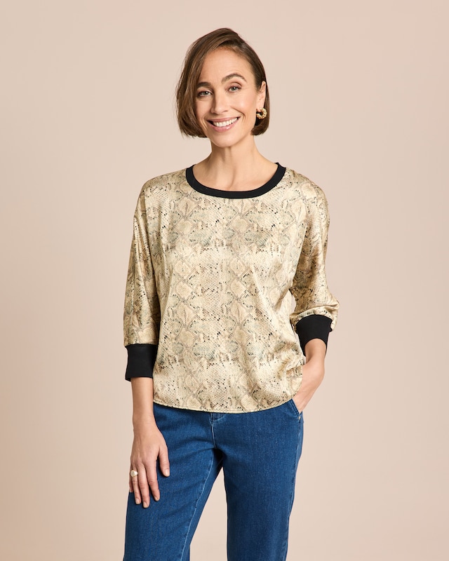 Satin Shirt mit Rippe