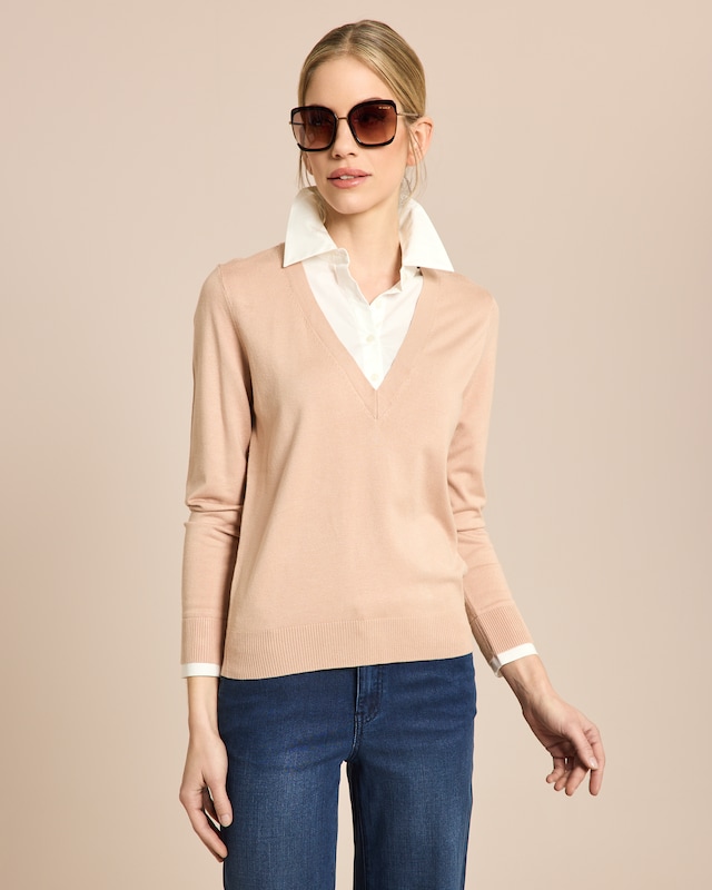 Pullover mit Bluseneinsatz