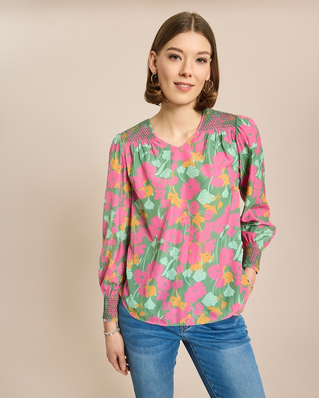 Bluse mit Smock-Detail