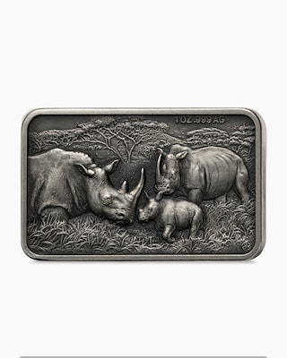 Produktabbildung 1 für Silbermünze Rhinofamilie