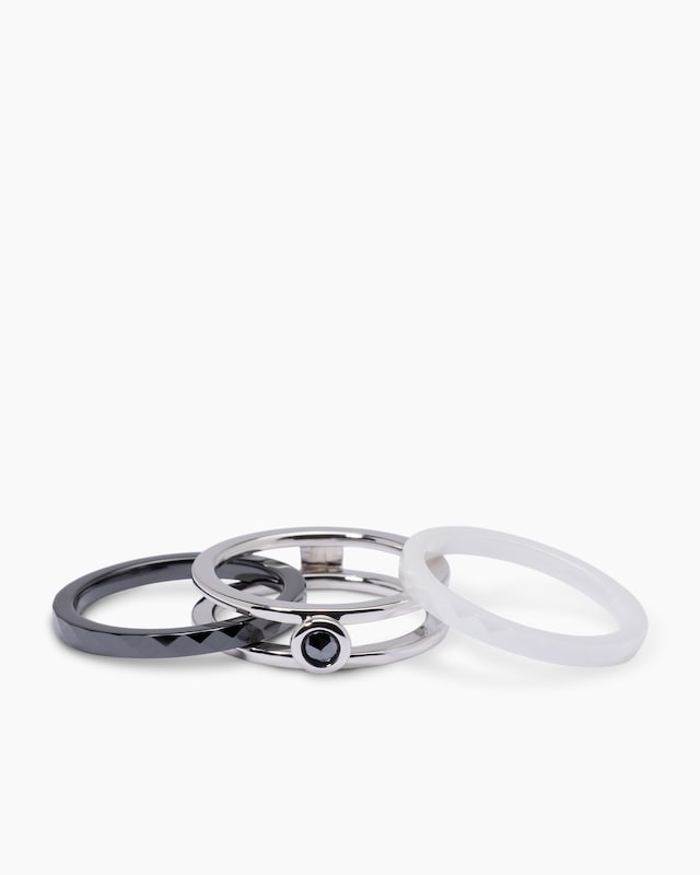 Ring-Set mit Diamant und Keramik