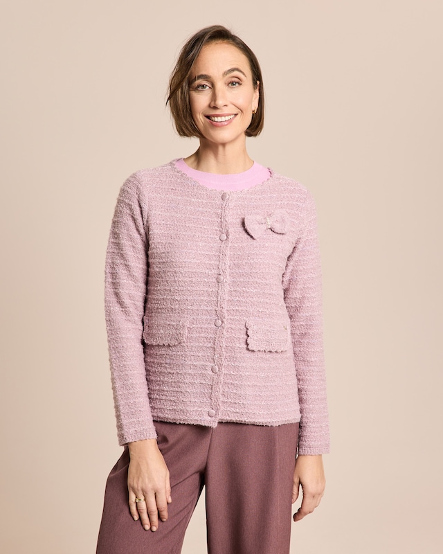 Strickjacke mit dekorativer Schleife