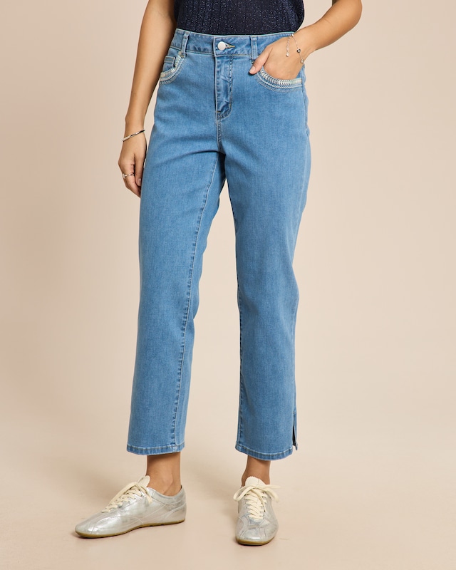 Straight leg Jeans mit Stickerei