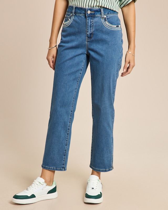 Straight leg Jeans mit Stickerei