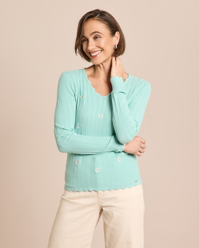 Strickshirt mit Stickerei