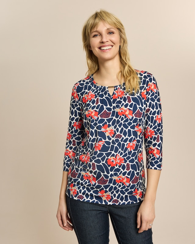 Shirt mit Animal-Blumendruck