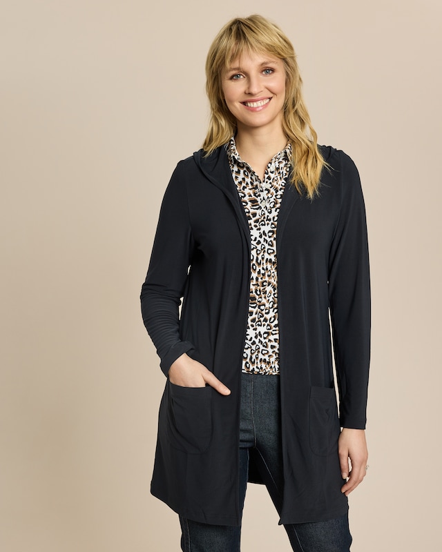 Jersey Longjacke mit Kapuze