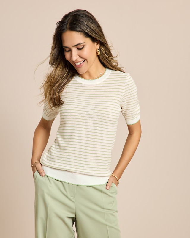 Kurzarm Pullover mit Metallicgarn