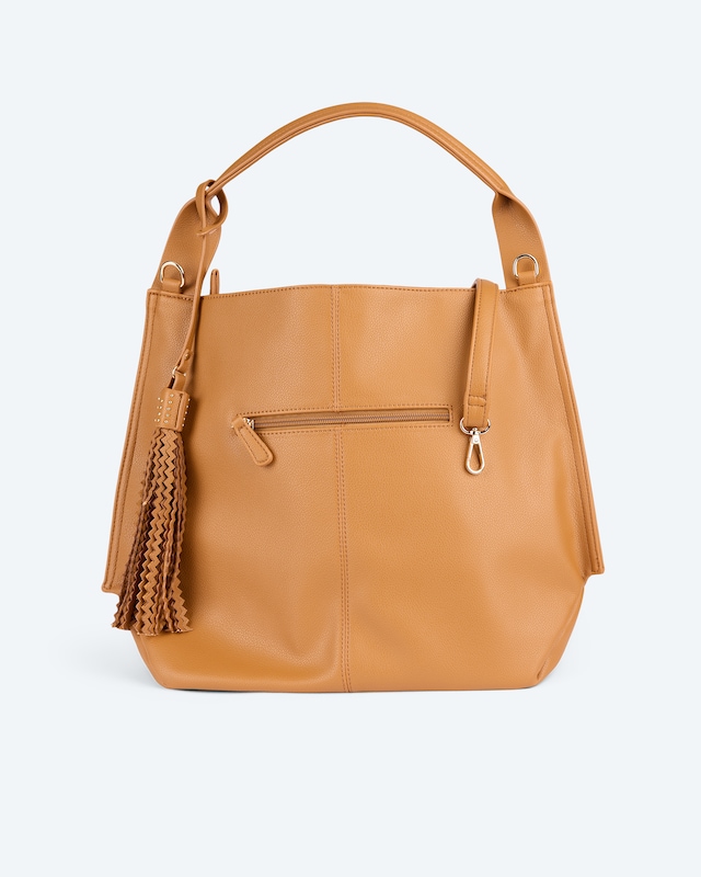 Tasche mit Logo-Ausbrenner und Quaste