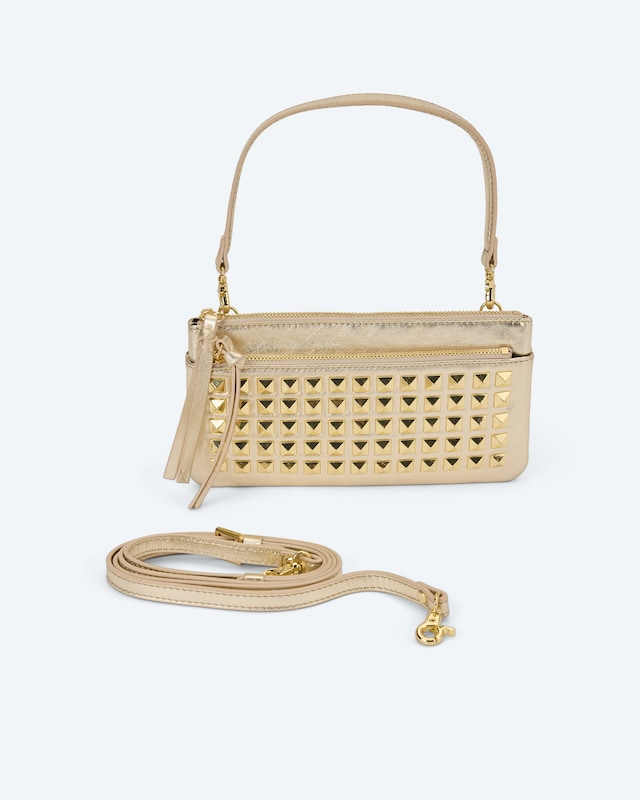 Leder-Umhängetasche mit Nieten