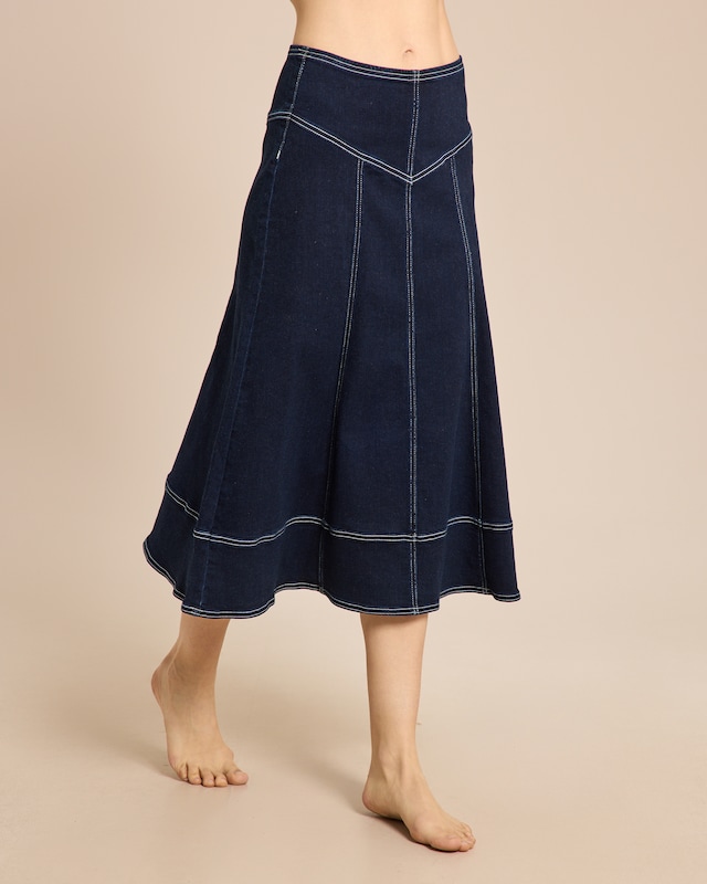 Superflex Denim Midirock