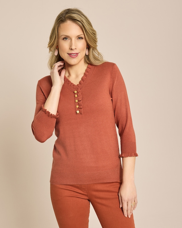 Pullover mit Rüschen und 3/4 Arm