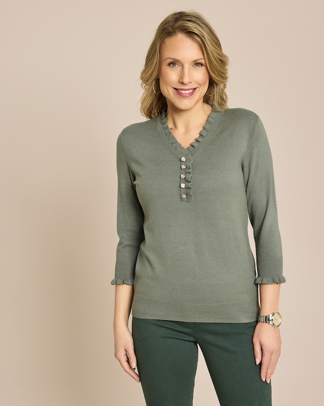 Pullover mit Rüschen und 3/4 Arm
