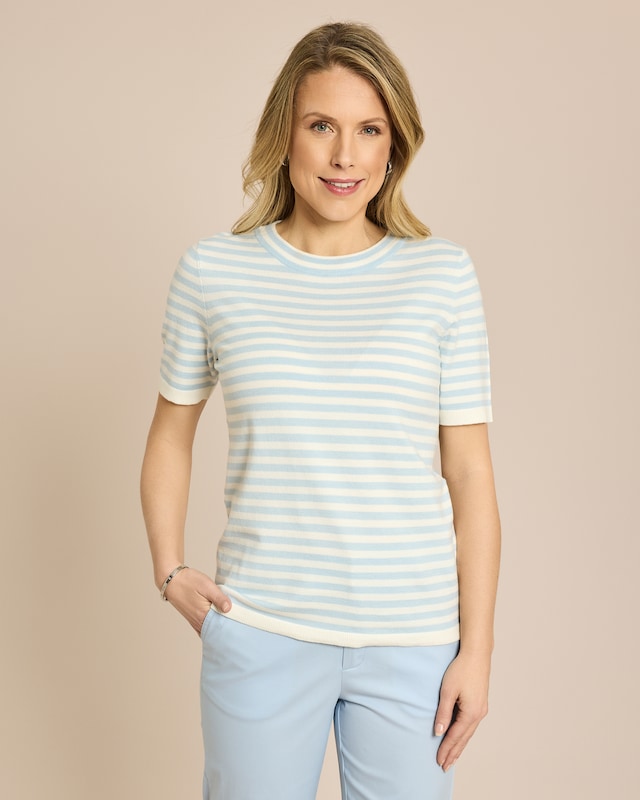 Streifenpullover in Halbarm