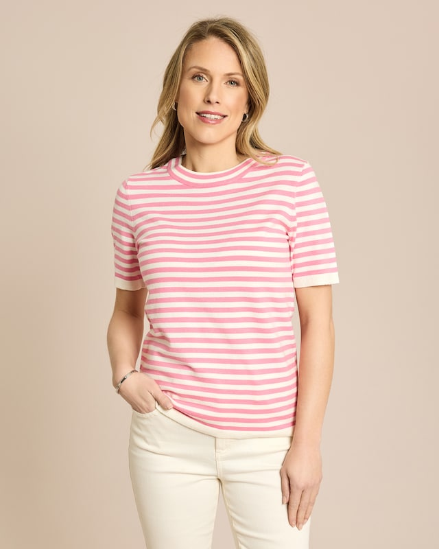 Streifenpullover in Halbarm