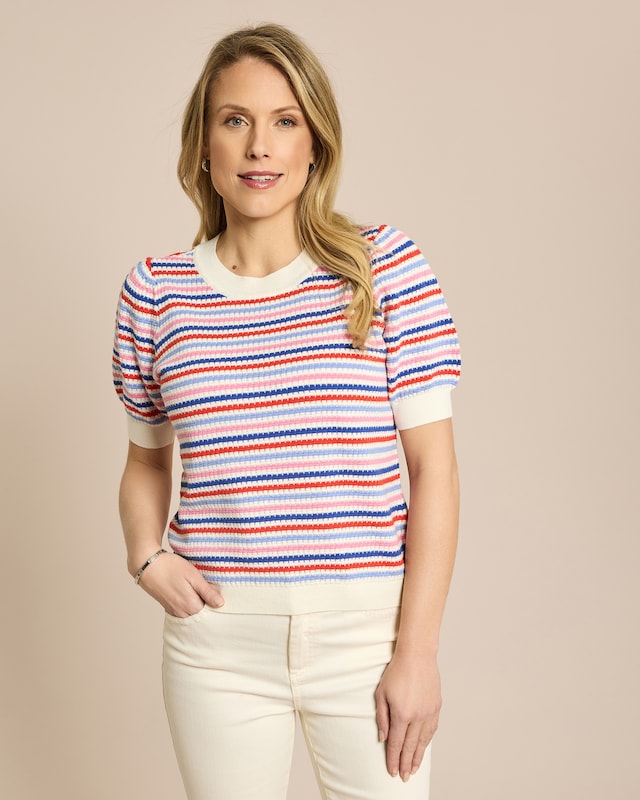 Strickpullover mit Puffärmel