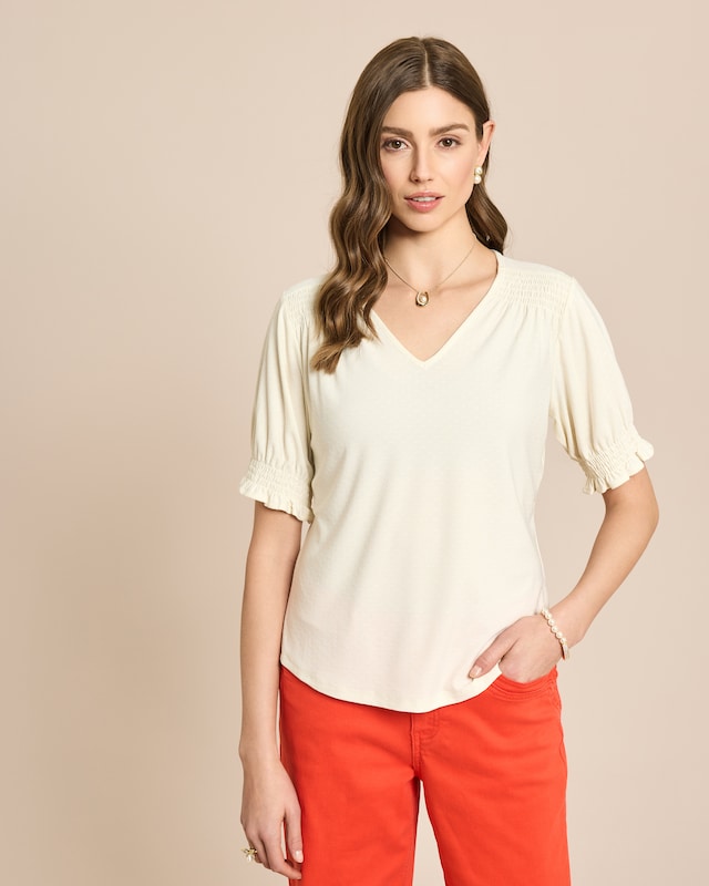 Shirt mit gesmokten Einsätzen