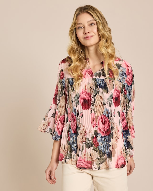 Plissee Bluse mit Exklusivdruck