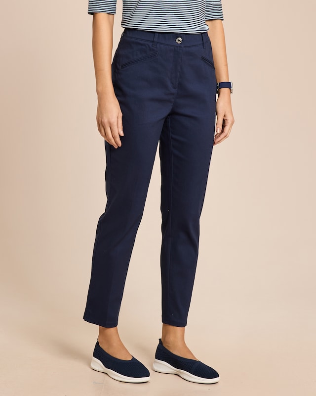 Slim Fit Twill Stretch Hose verkürzt