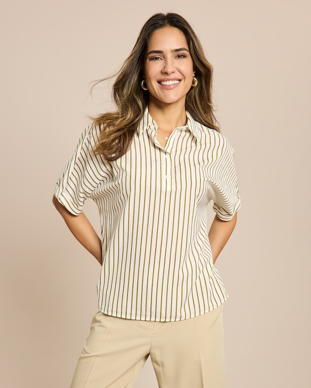 Kurzarm Bluse mit Streifen