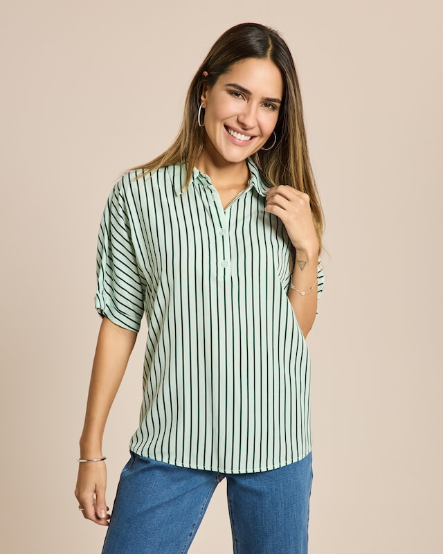 Kurzarm Bluse mit Streifen